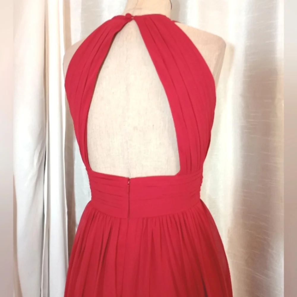 Bill Levkoff Formal Dress, Sleeveless Pleated bodice, Cut Out Back, Red, Long  4 - Picture 5 of 9
